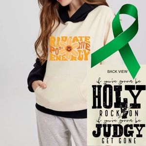 Radiate Positive Energy Mental Health graphic hoodie sweatshirt medium